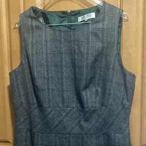 Kasper Charcoal Checkered Midi Dress